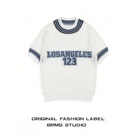 Spring/Summer Unisex Minimalist College Style Letter and Number Casual Pullover Short-Sleeve Sweater Top