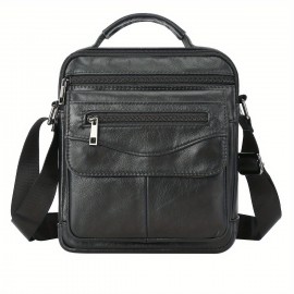 Head Layer Cowhide Men'S Shoulder Bag, Leather Casual Crossbody Design, Business Trend Dual-Use Shoulder Bag, Fashionable And Practical Men'S Bag